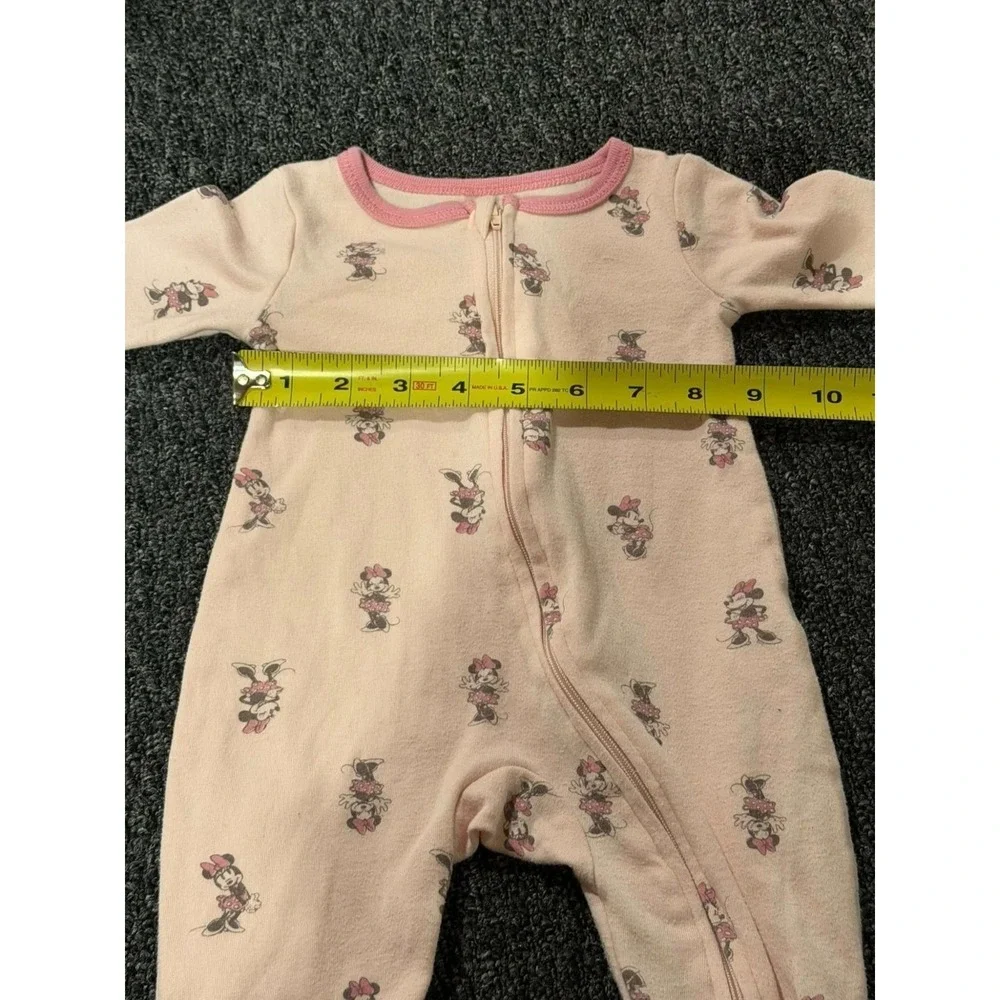 Disney Baby 0-3M Baby Girl Minnie Mouse Sleep Play Pajamas Pink‎ Full Zip Footie